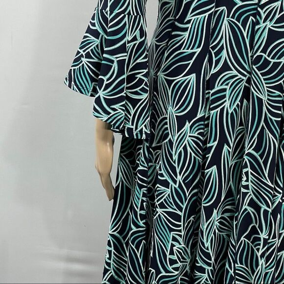 Cato Bell  Sleeve Leaf Pattern Women's Dress - Picture 9 of 11